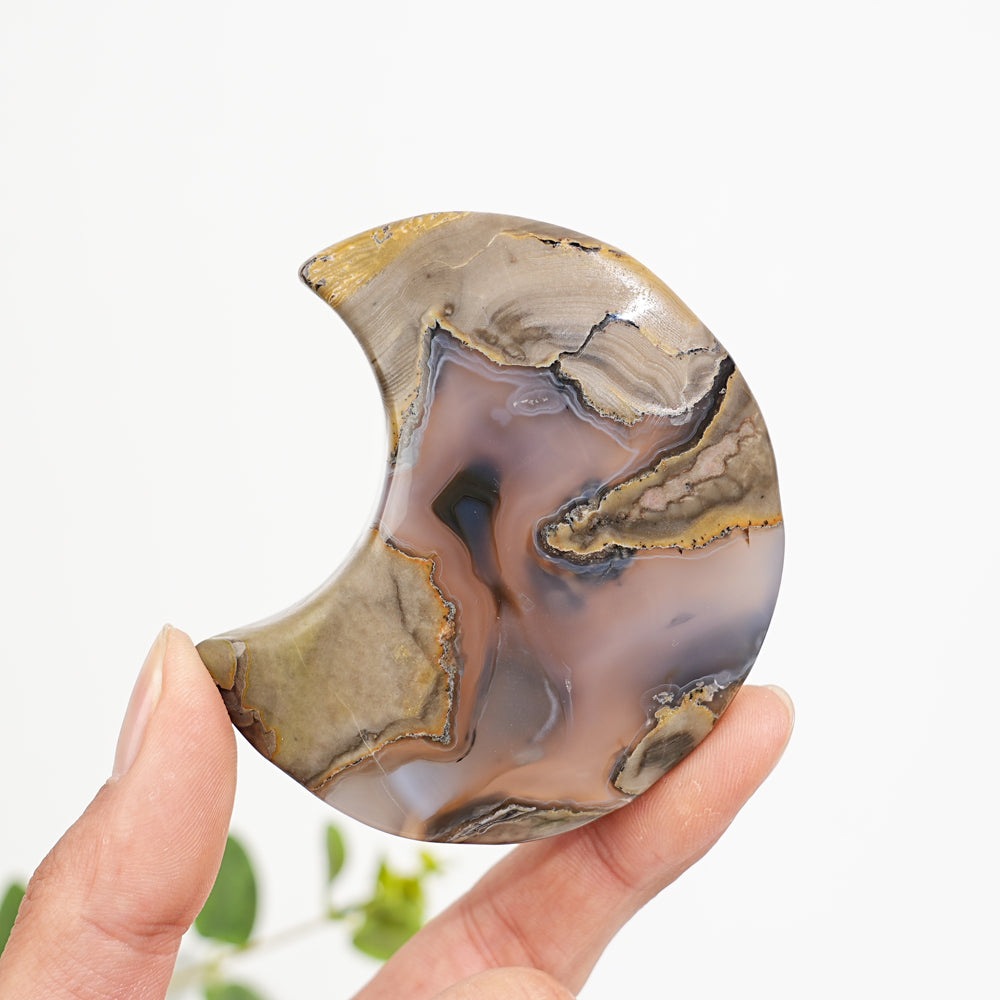 Unique,Natural Crystal Volcanic Agate Moon