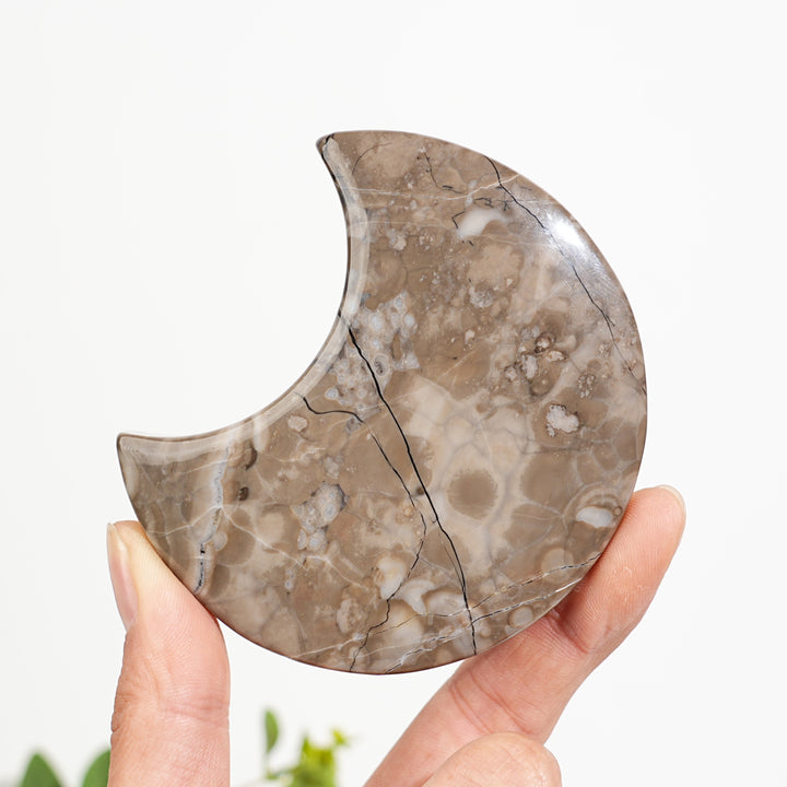 Unique,Natural Crystal Volcanic Agate Moon