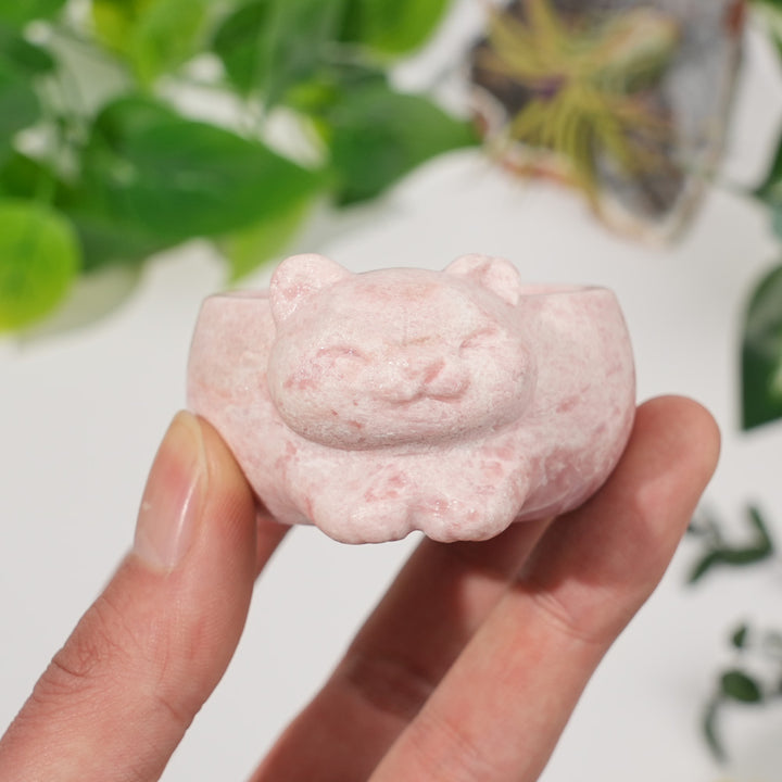 Natural Crystal Carving Cat Bowl