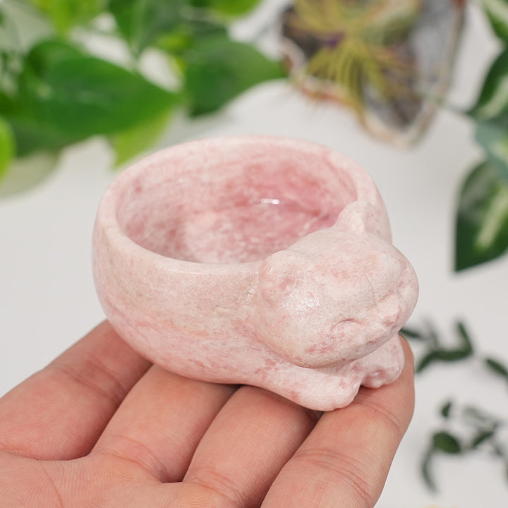 Natural Crystal Carving Cat Bowl
