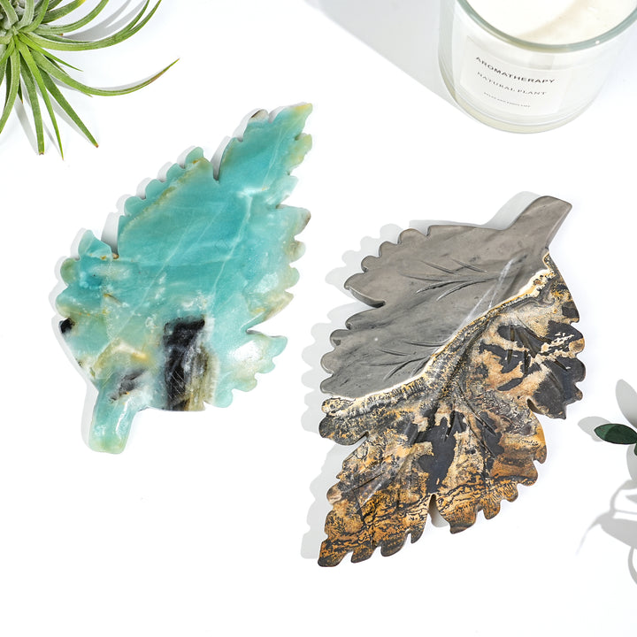 Natural Crystal Carving Leaf Decor