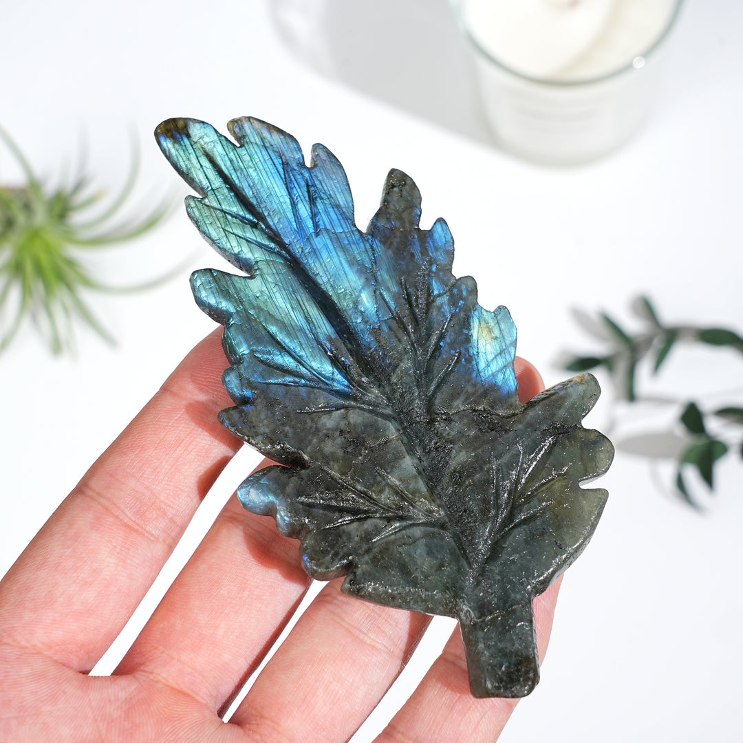 Natural Crystal Carving Leaf Decor