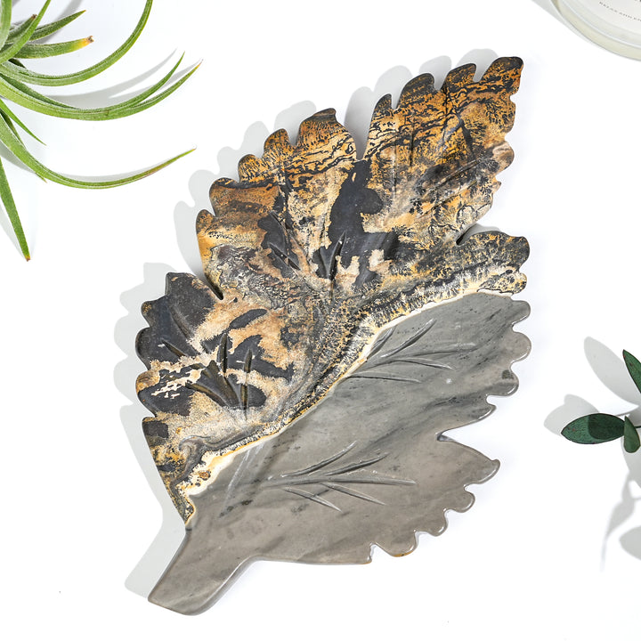 Natural Crystal Carving Leaf Decor