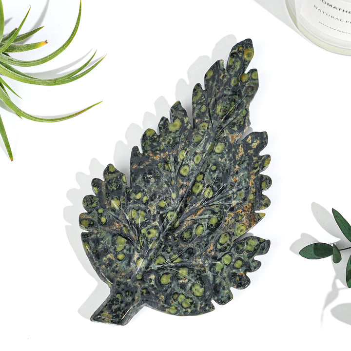 Natural Crystal Carving Leaf Decor