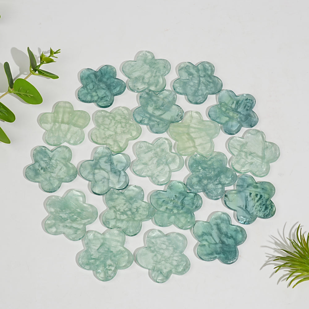 Natural Crystal Carving Five Petal Flower Worry Stone