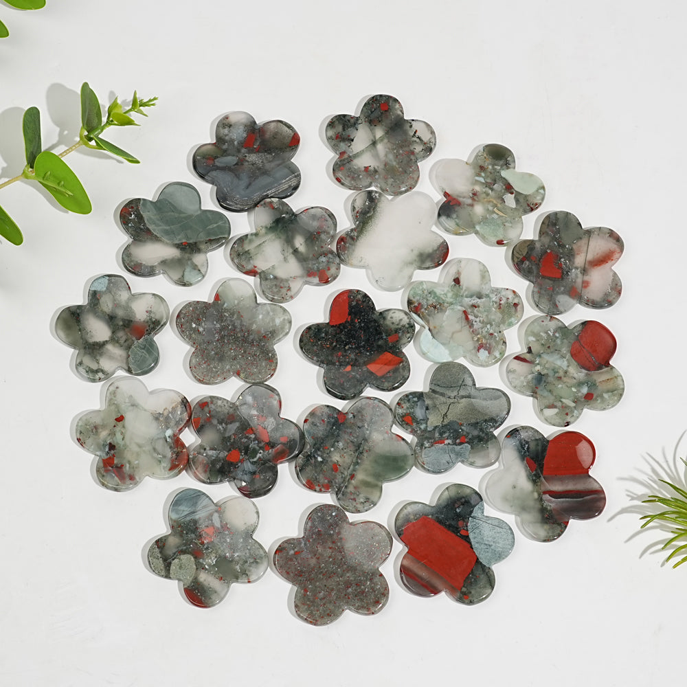 Natural Crystal Carving Five Petal Flower Worry Stone