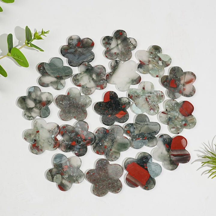 Natural Crystal Carving Five Petal Flower Worry Stone