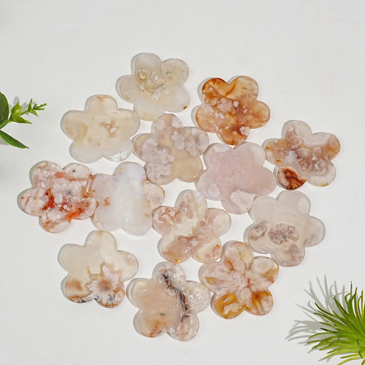 Natural Crystal Carving Five Petal Flower Worry Stone
