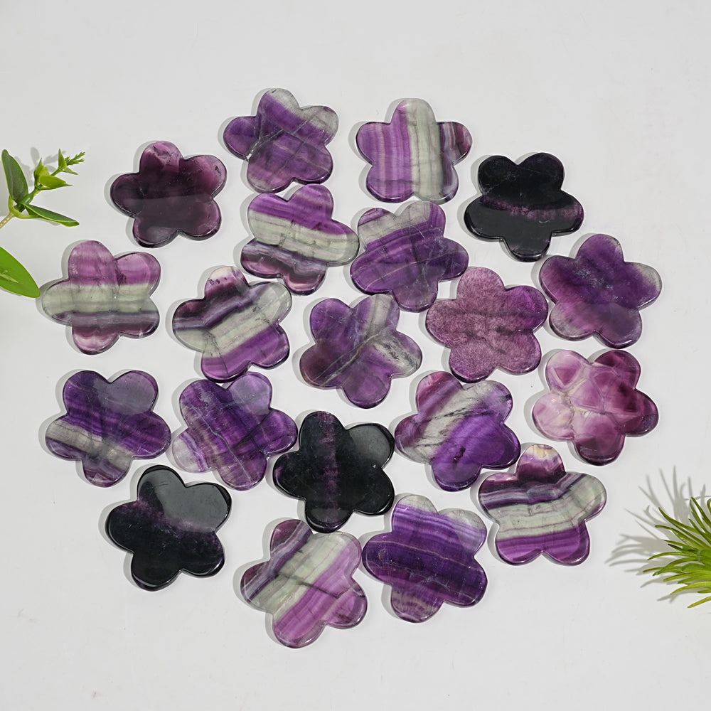 Natural Crystal Carving Five Petal Flower Worry Stone