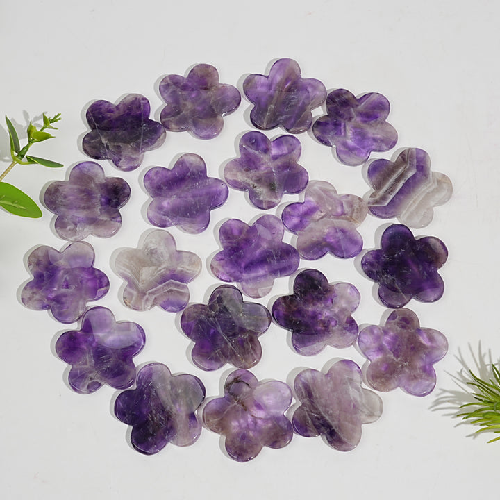Natural Crystal Carving Five Petal Flower Worry Stone
