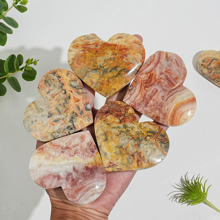 Natural Crystal Exquisite Crazy Agate Heart