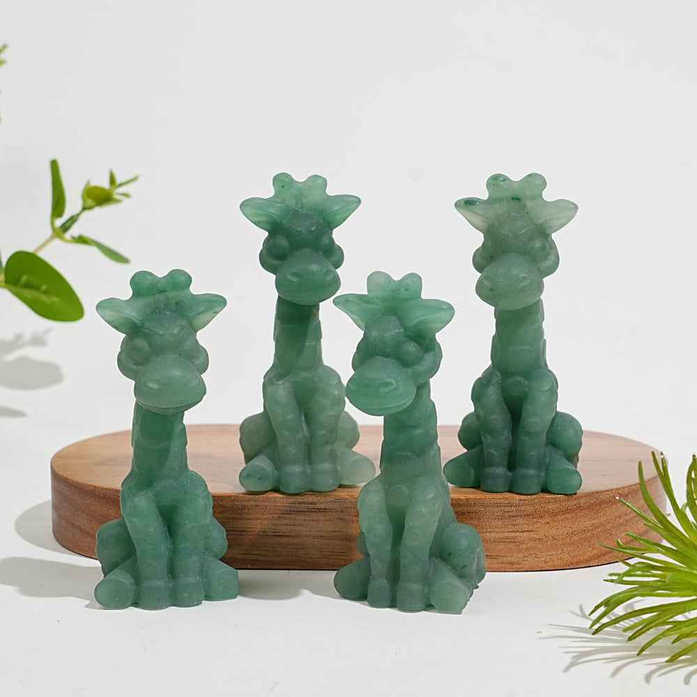 Natural Crystal Sweet Seated Giraffe Mini Carving