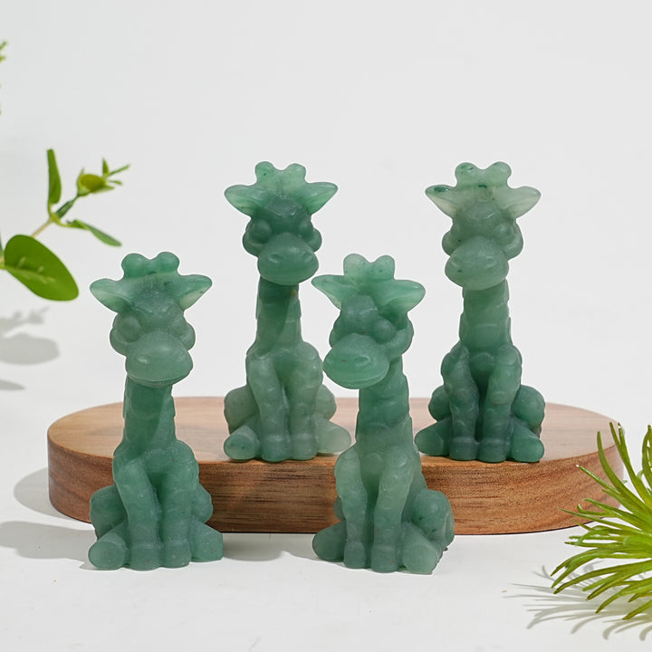 Natural Crystal Sweet Seated Giraffe Mini Carving