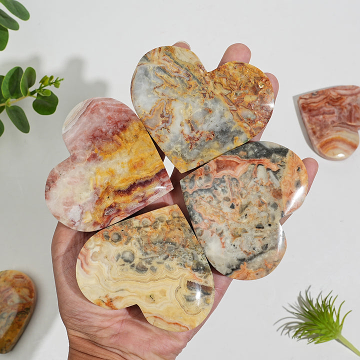 Natural Crystal Exquisite Crazy Agate Heart
