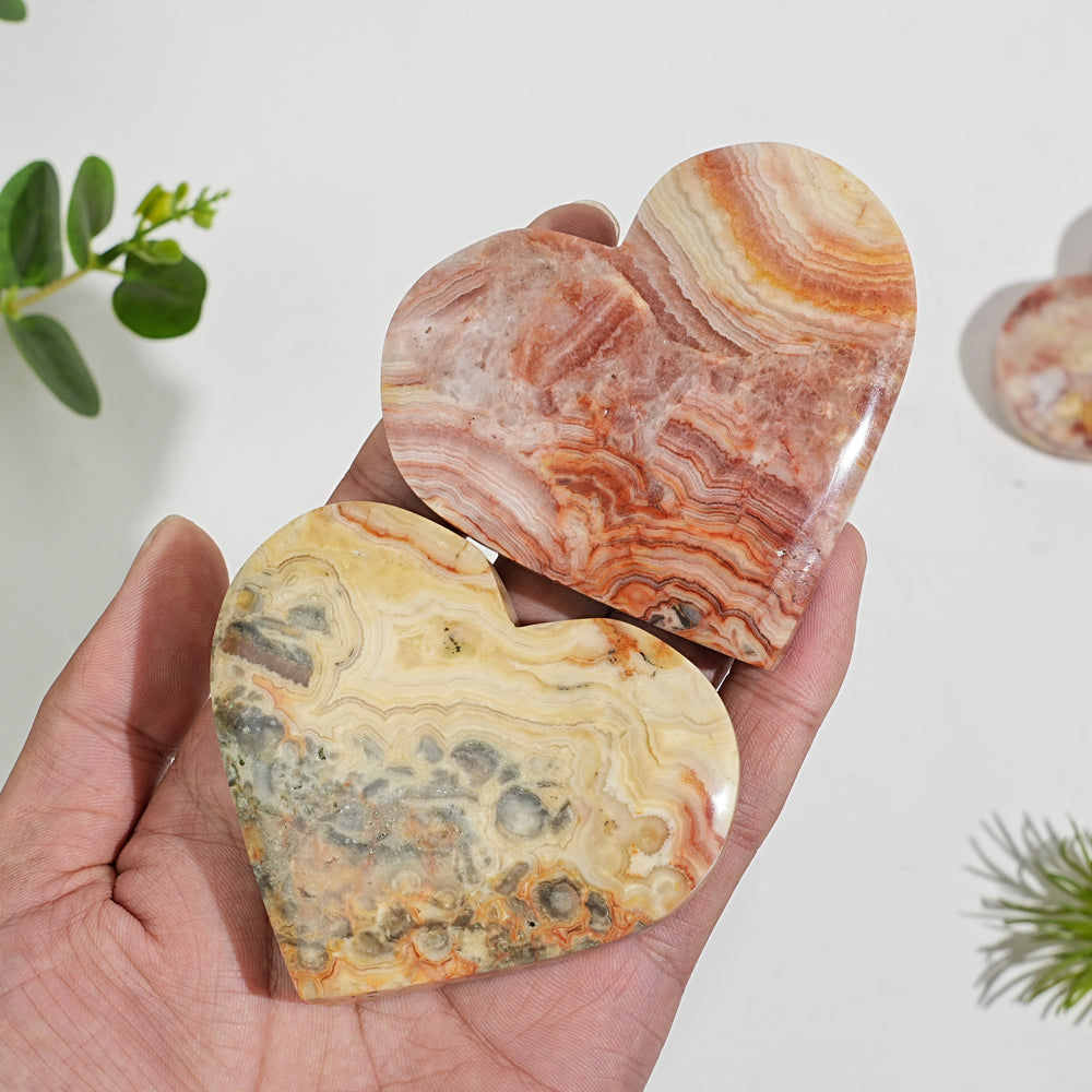 Natural Crystal Exquisite Crazy Agate Heart