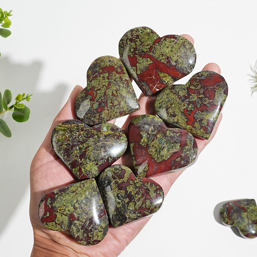 Natural Dragon Blood Stone Crystal Heart