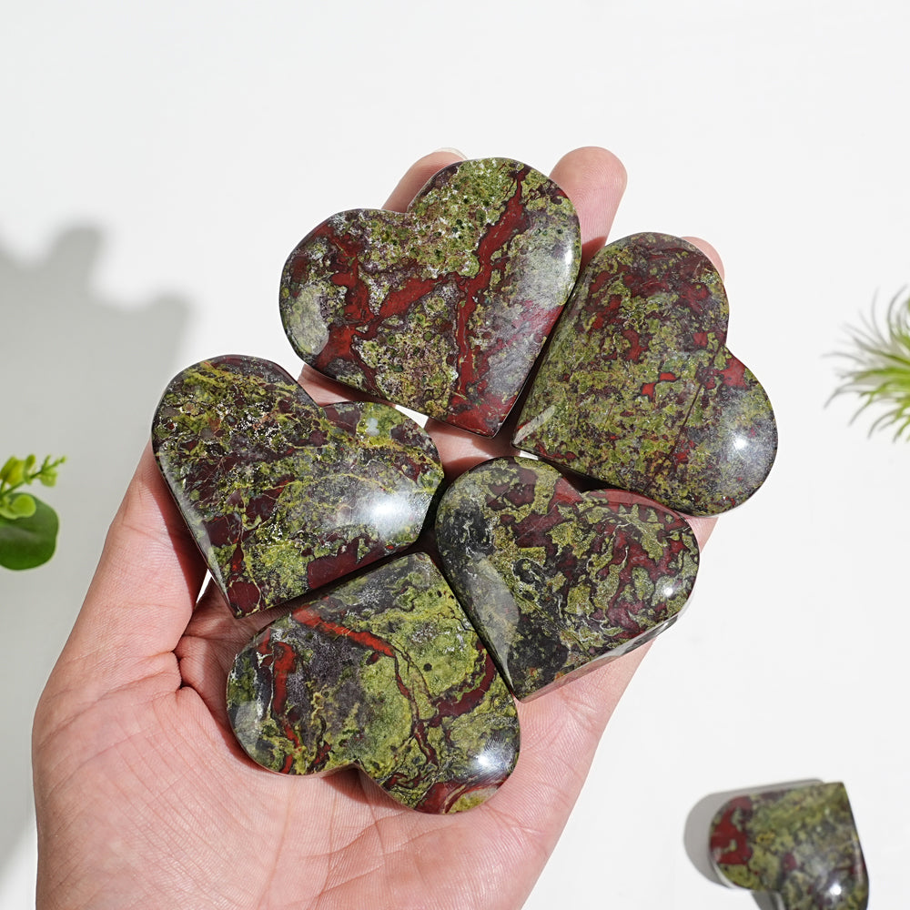 Natural Dragon Blood Stone Crystal Heart