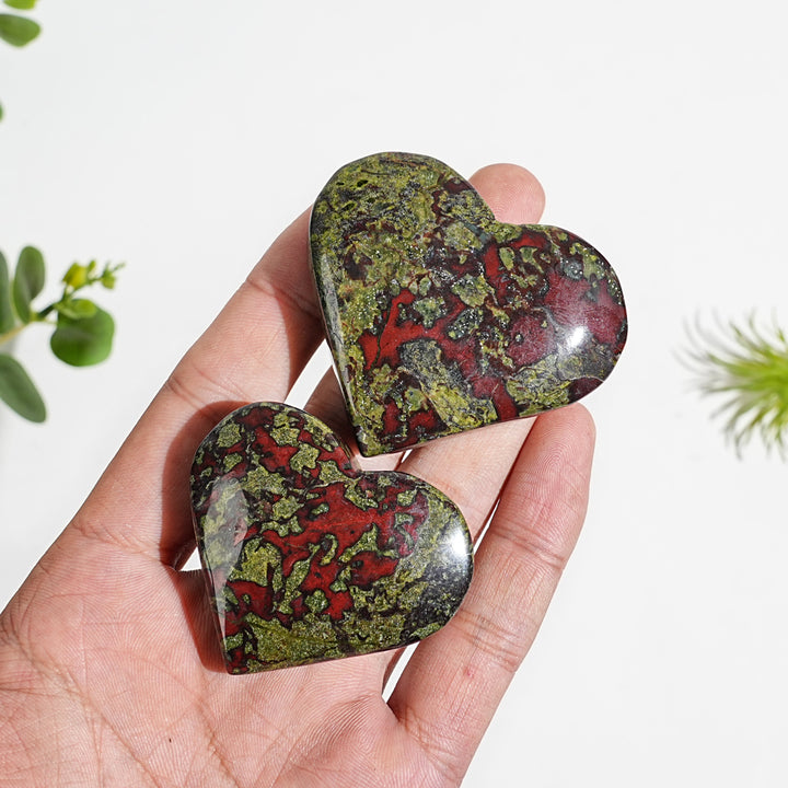 Natural Dragon Blood Stone Crystal Heart