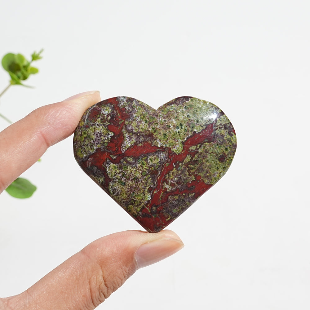 Natural Dragon Blood Stone Crystal Heart