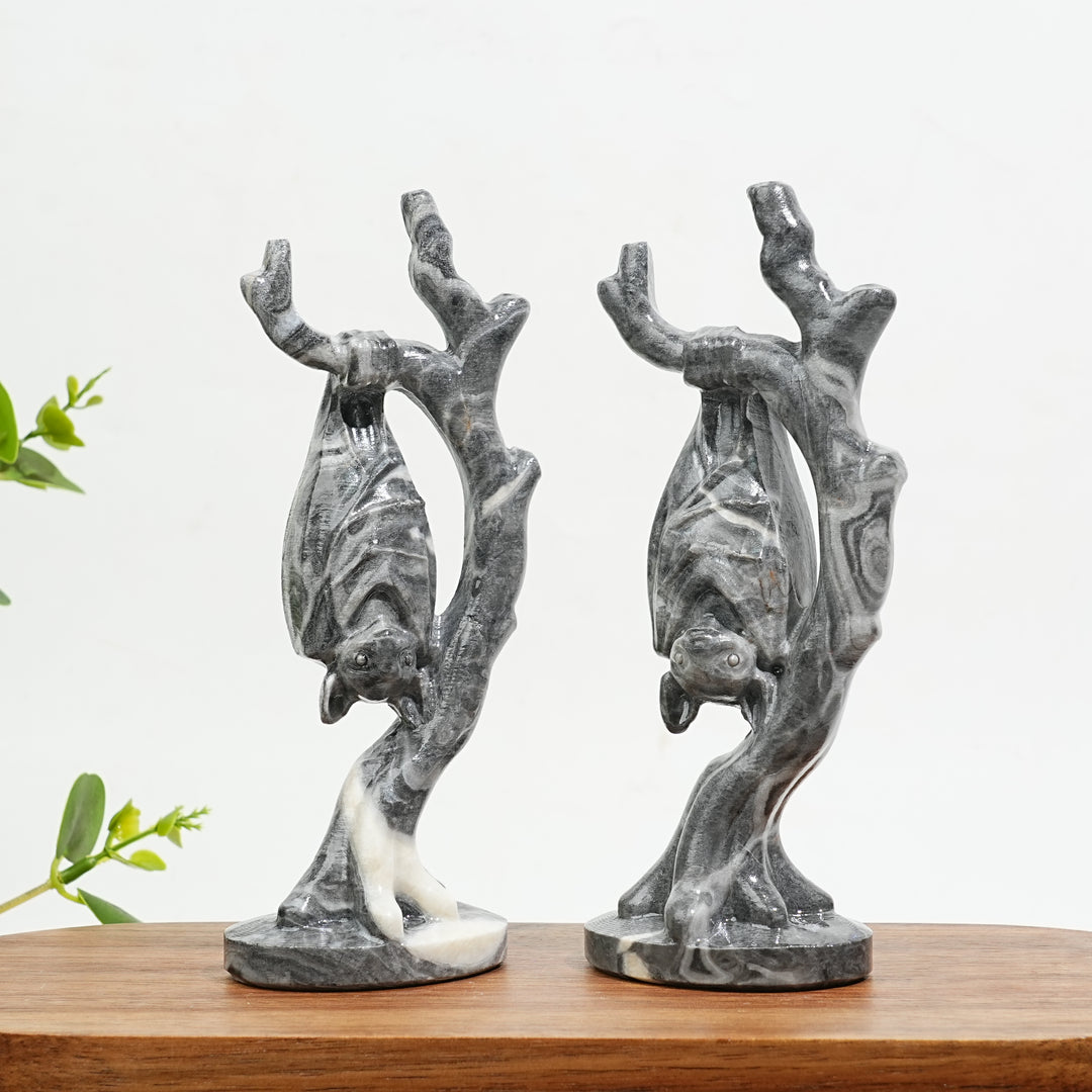 Natural Crystal Bat On Branch Carving