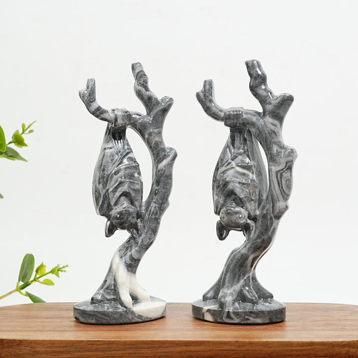 Natural Crystal Bat On Branch Carving