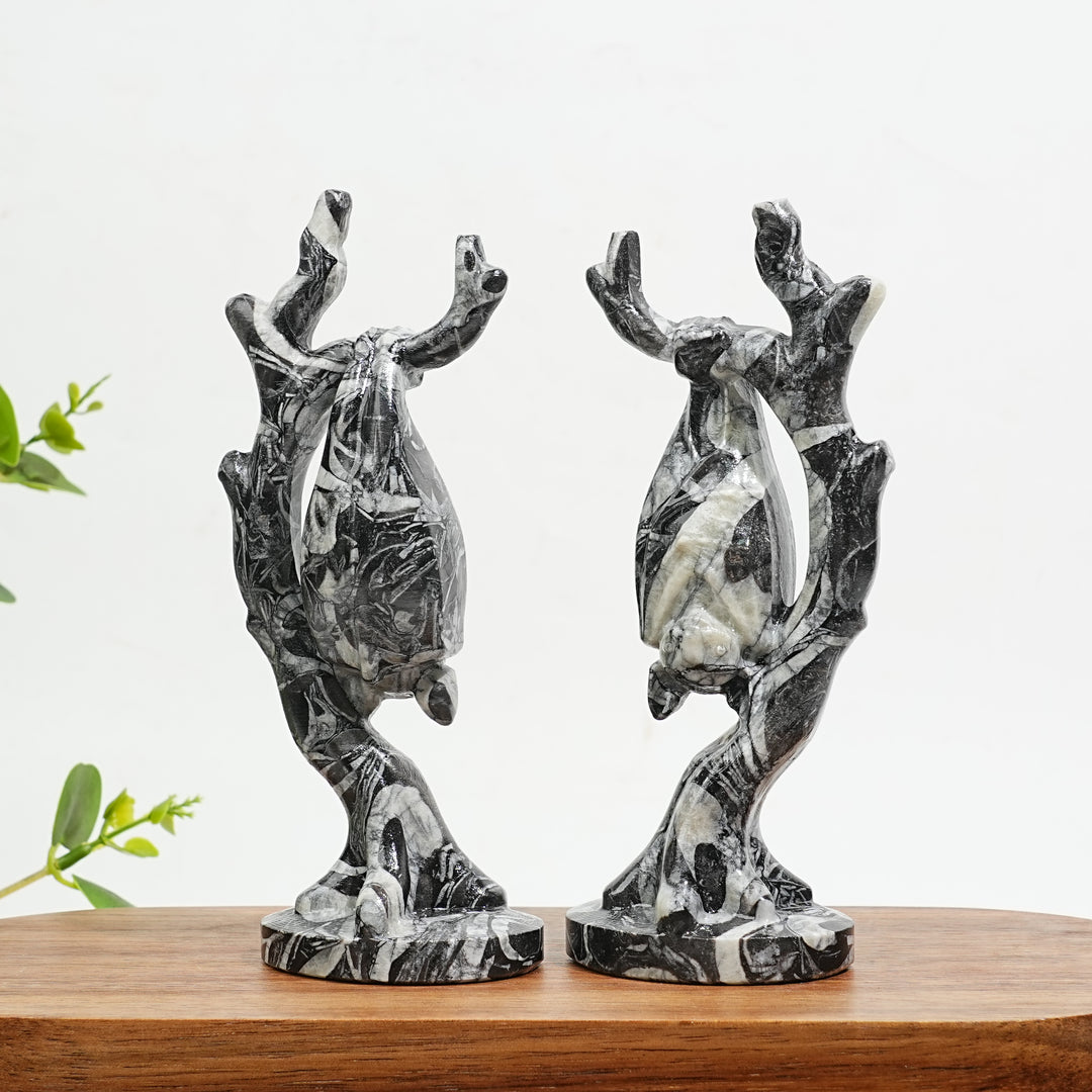 Natural Crystal Bat On Branch Carving