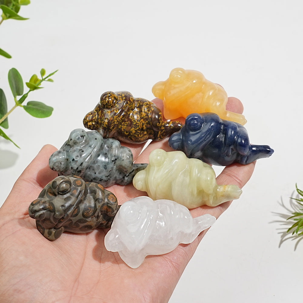 Natural Crystal Carving Cute Sleeping Frog