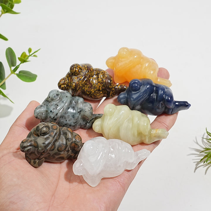 Natural Crystal Carving Cute Sleeping Frog