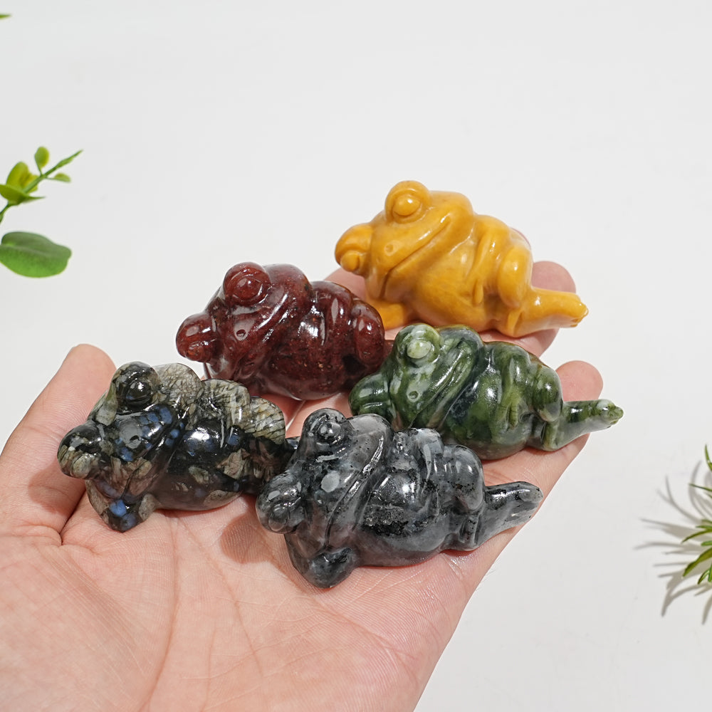 Natural Crystal Carving Cute Sleeping Frog