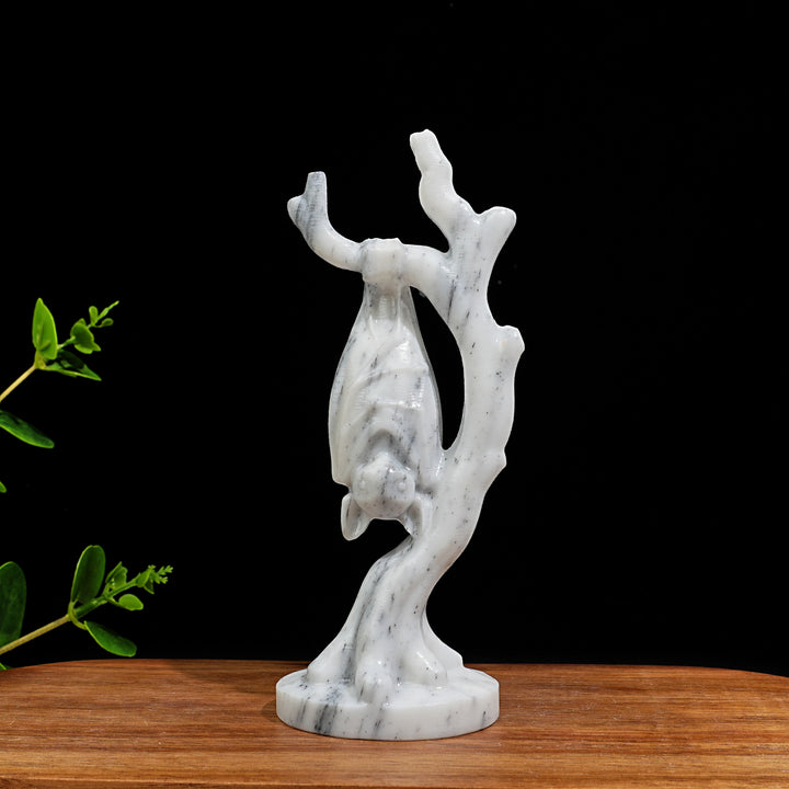 Natural Crystal Bat On Branch Carving