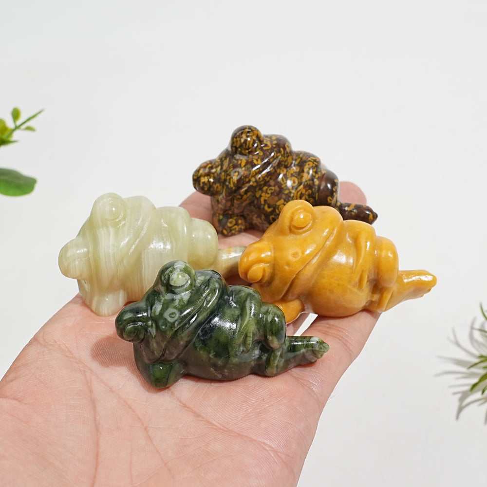 Natural Crystal Carving Cute Sleeping Frog