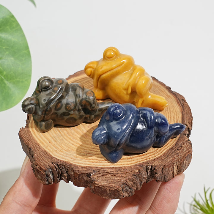 Natural Crystal Carving Cute Sleeping Frog