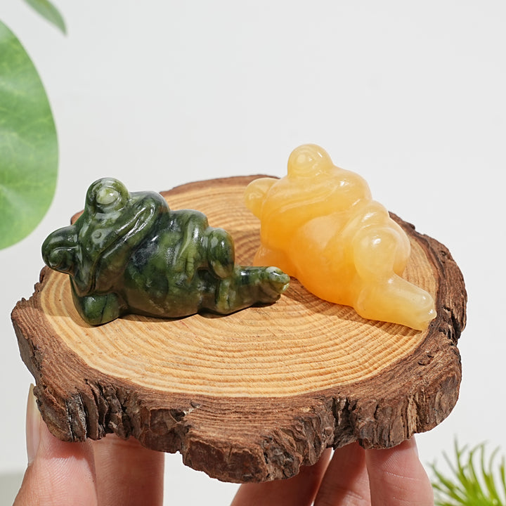 Natural Crystal Carving Cute Sleeping Frog