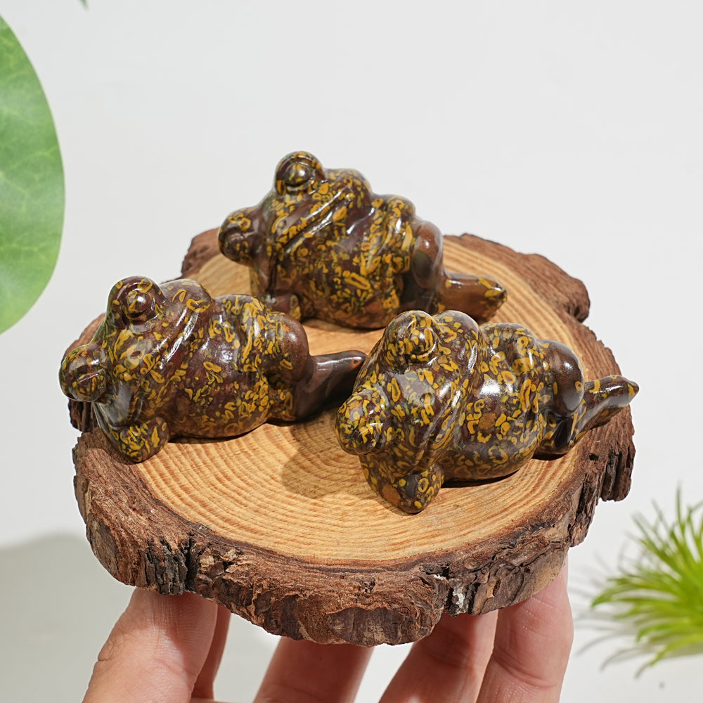 Natural Crystal Carving Cute Sleeping Frog