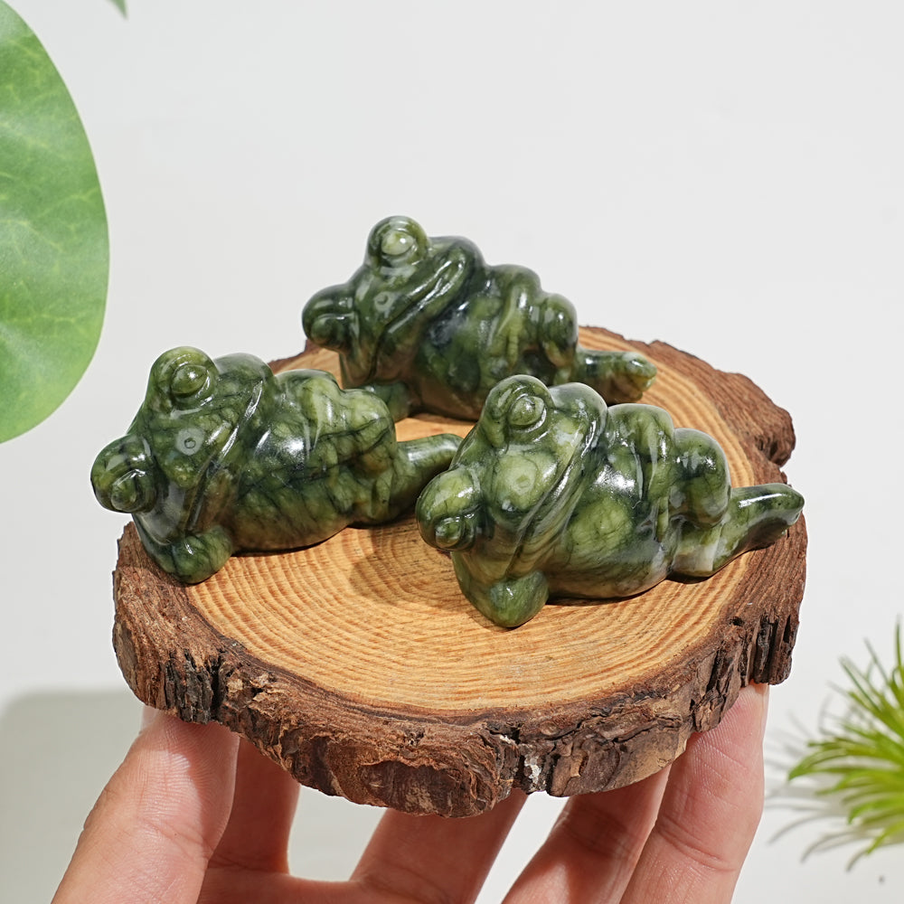 Natural Crystal Carving Cute Sleeping Frog