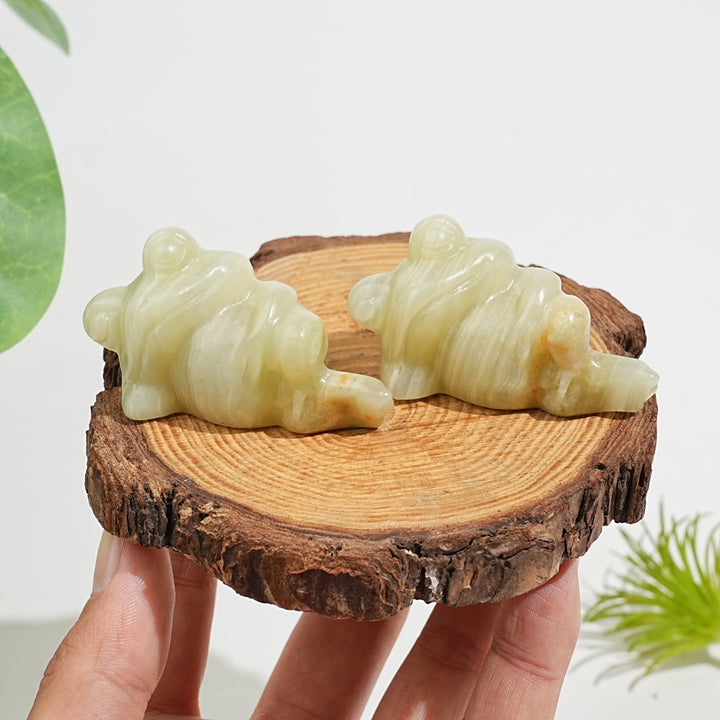 Natural Crystal Carving Cute Sleeping Frog