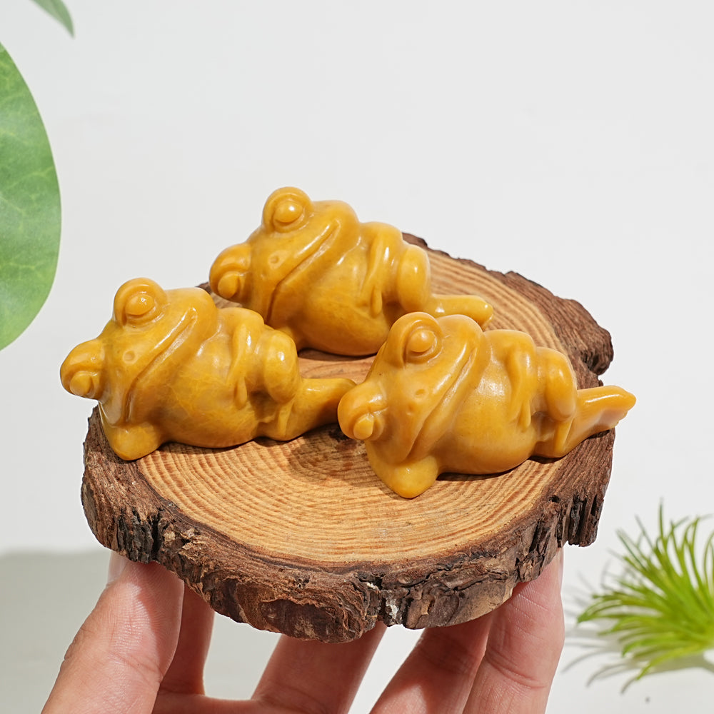 Natural Crystal Carving Cute Sleeping Frog