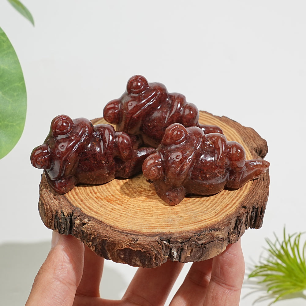 Natural Crystal Carving Cute Sleeping Frog