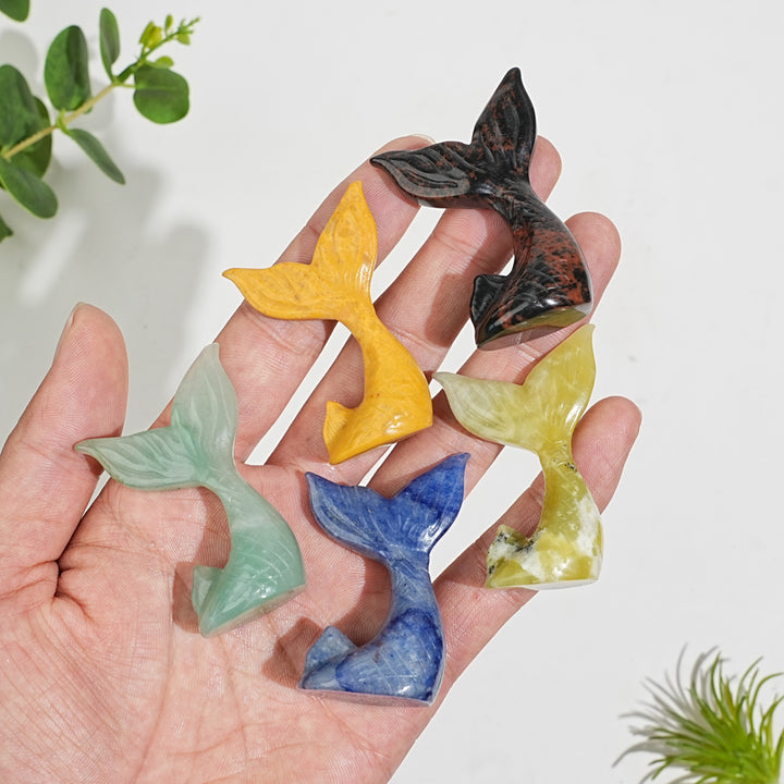 Natural Crystal Mini Cute Mermaid Tail Carving
