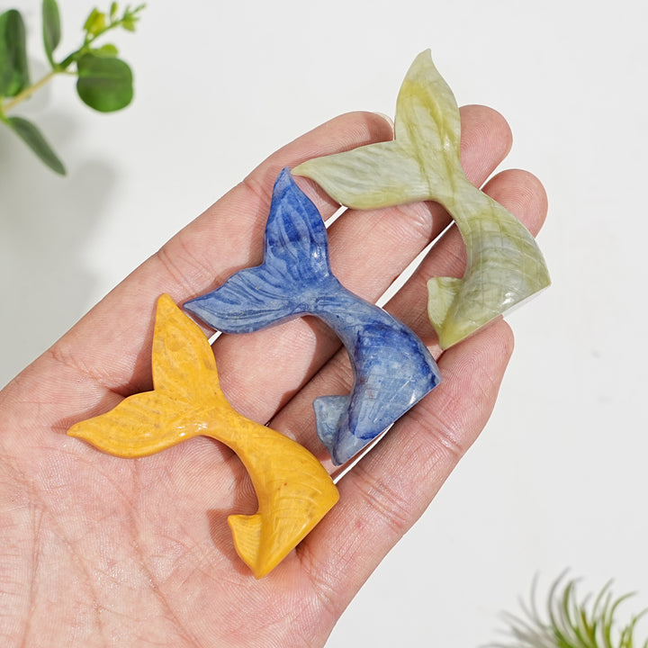 Natural Crystal Mini Cute Mermaid Tail Carving