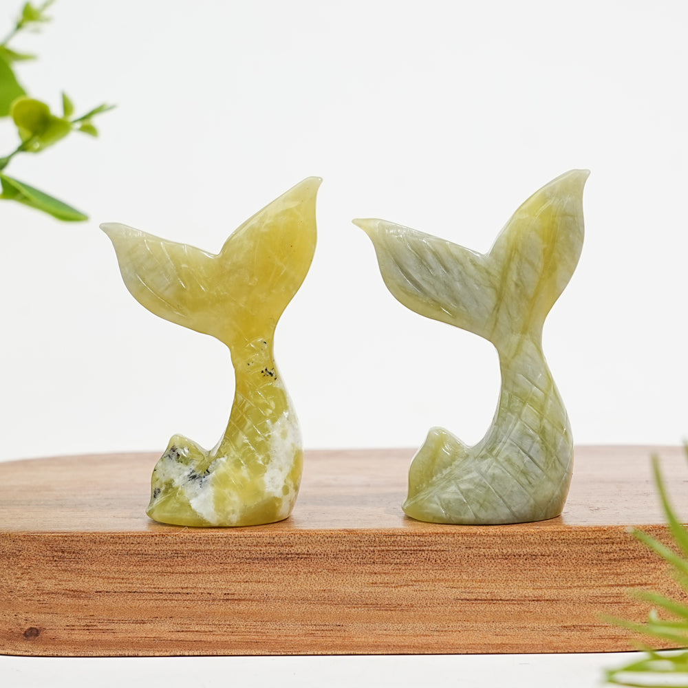 Natural Crystal Mini Cute Mermaid Tail Carving