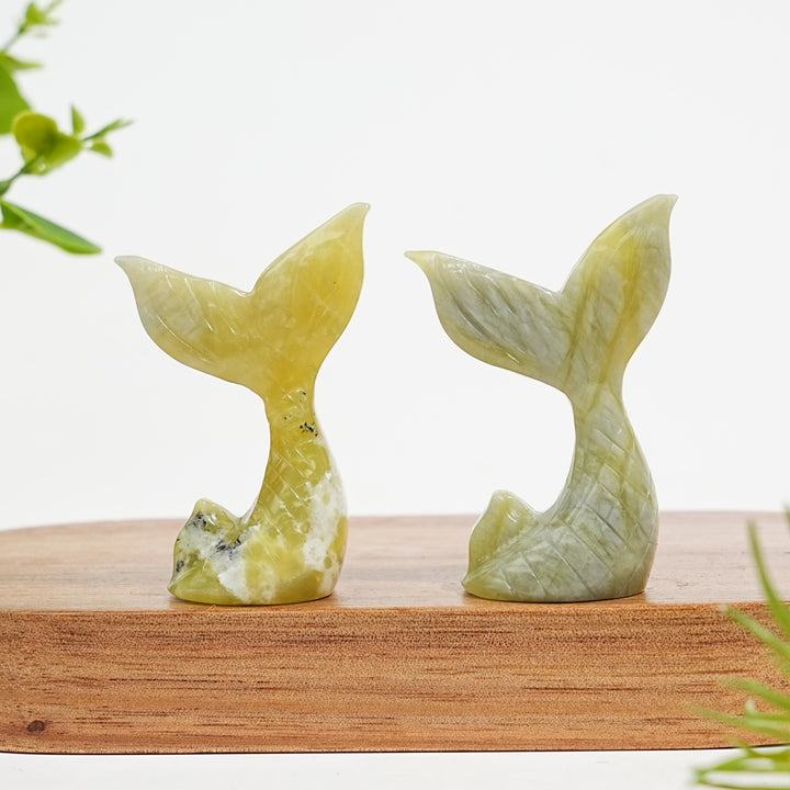 Natural Crystal Mini Cute Mermaid Tail Carving