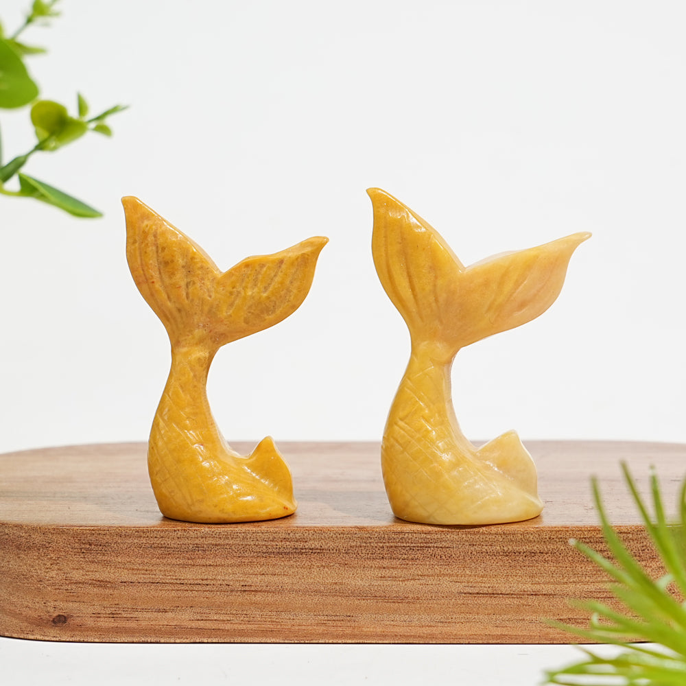 Natural Crystal Mini Cute Mermaid Tail Carving