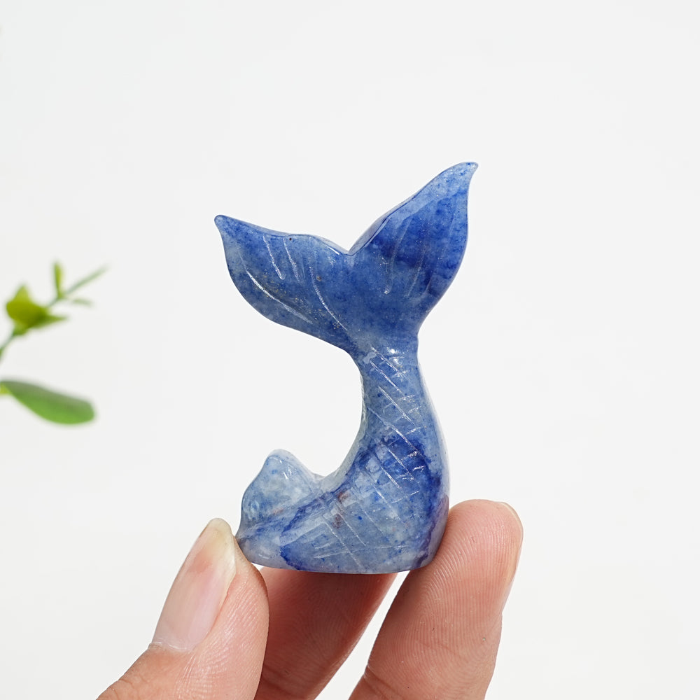 Natural Crystal Mini Cute Mermaid Tail Carving