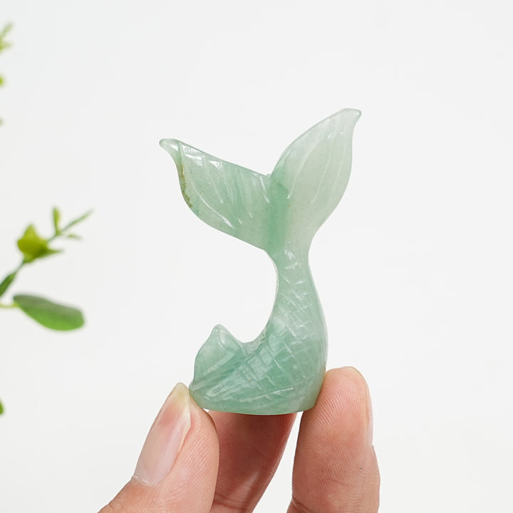 Natural Crystal Mini Cute Mermaid Tail Carving