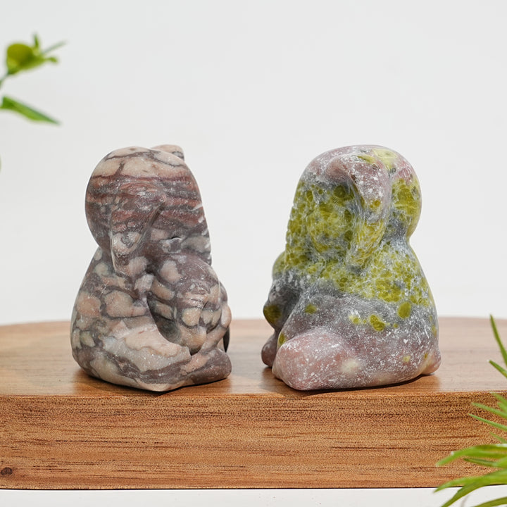 Natural Crystal Mom & Baby Elephant