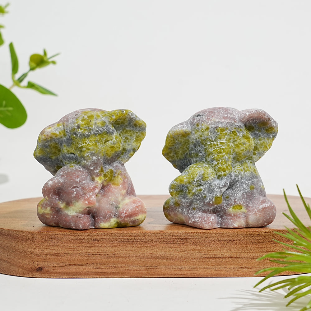 Natural Crystal Mom & Baby Elephant