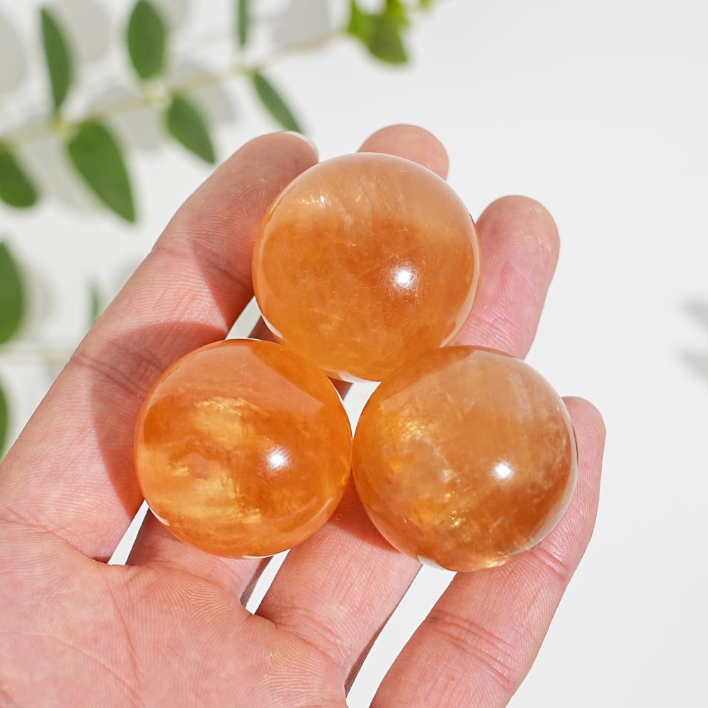 Natural Crystal Honey Calcite Sphere