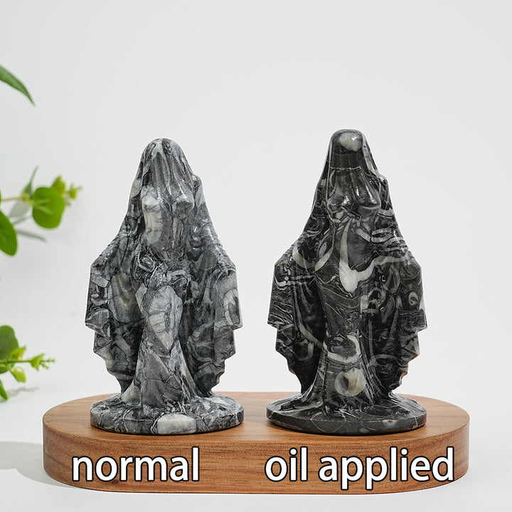 Natural Crystal Mysterious Veiled Spirit Woman Carving