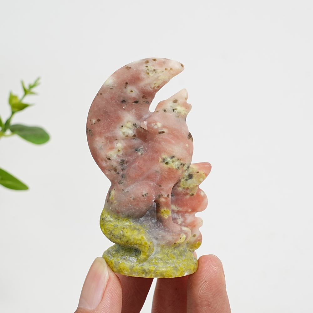 Natural Crystal Moon Howling Wolf